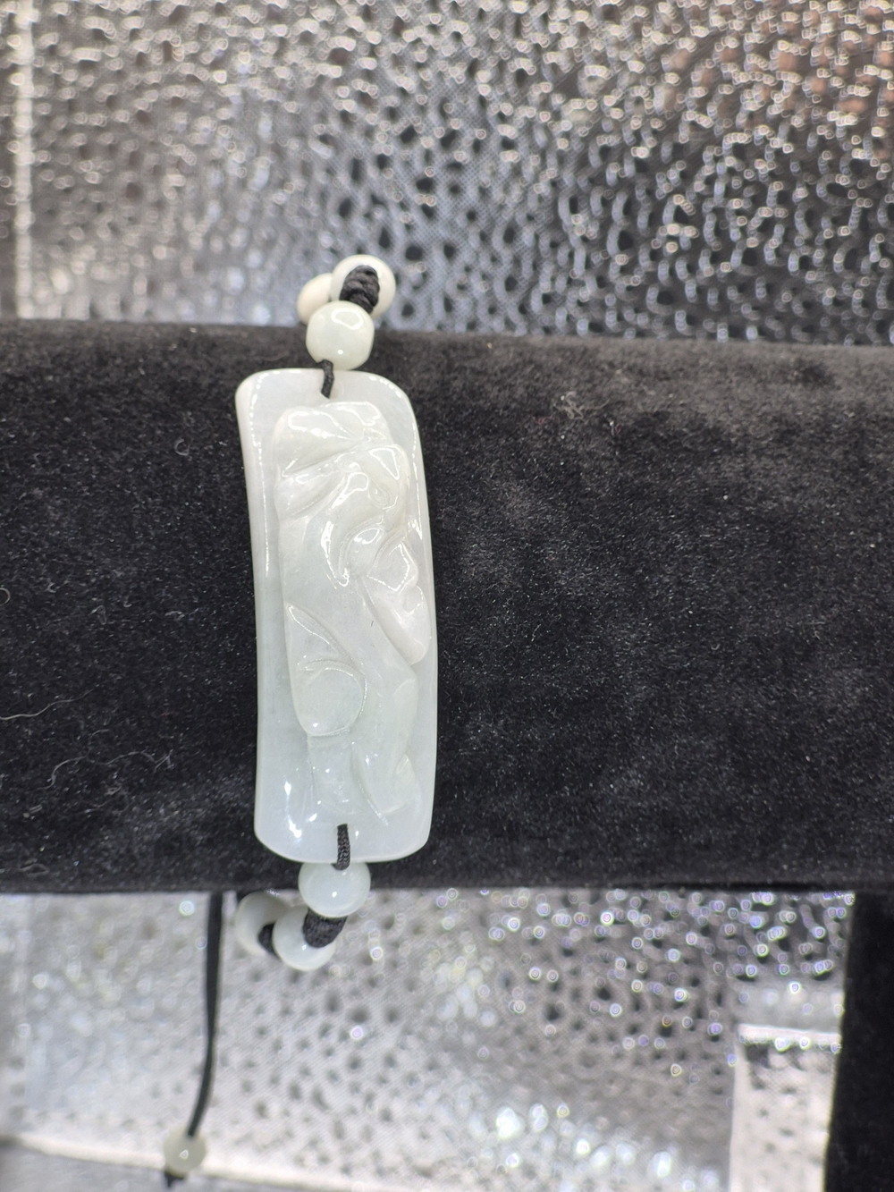Genuine White Carved Jade Adjustable Bracelet - Women Jewelry